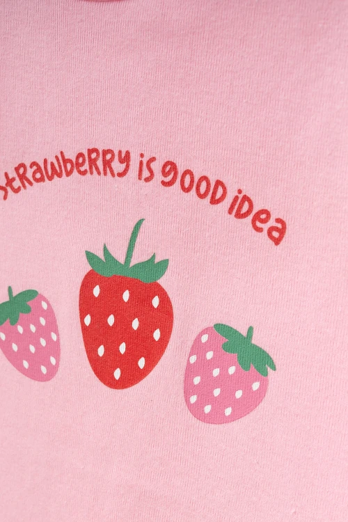 Çilek Baskılı 2li  Penye Tulum 1018