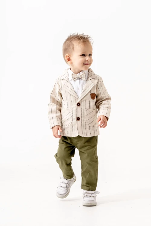 Çizgili Ceketli Müslin Takım 6601