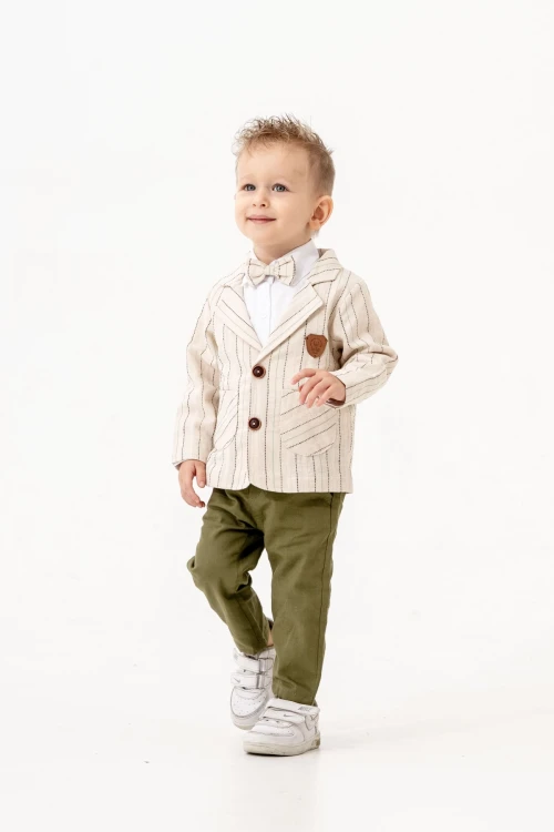 Çizgili Ceketli Müslin Takım 6601