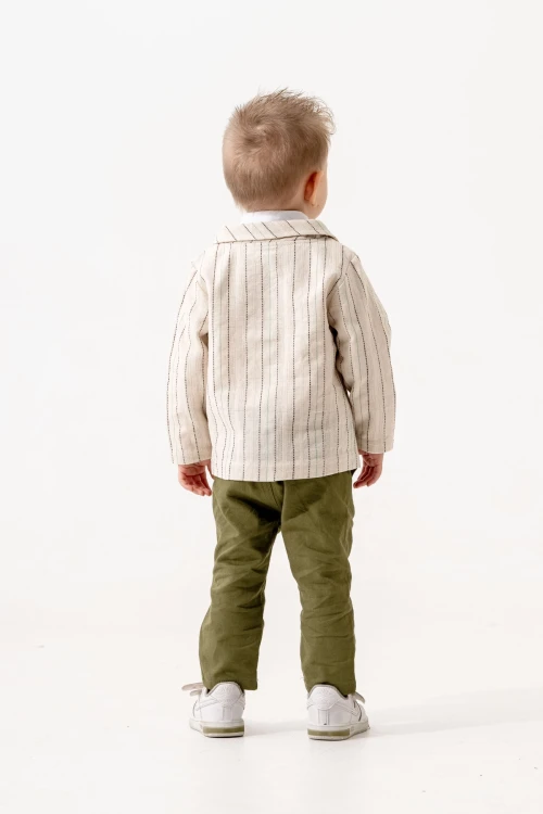 Çizgili Ceketli Müslin Takım 6601