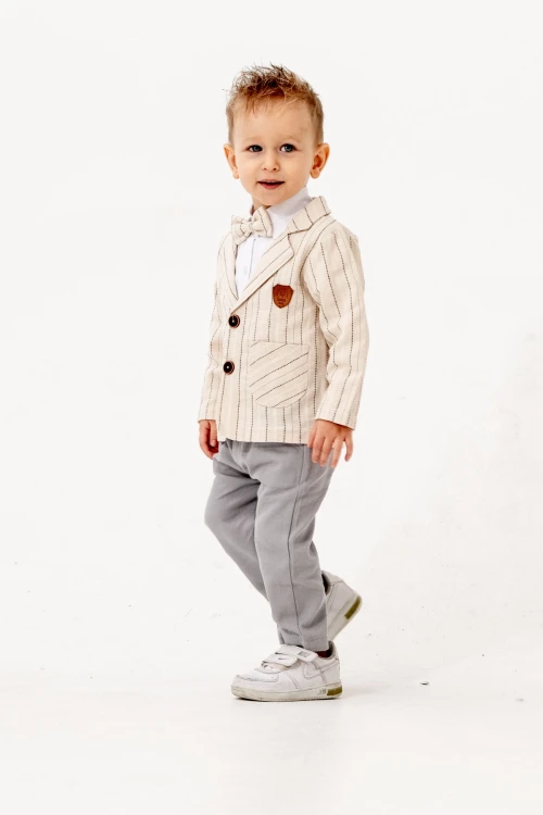 Çizgili Ceketli Müslin Takım 6601