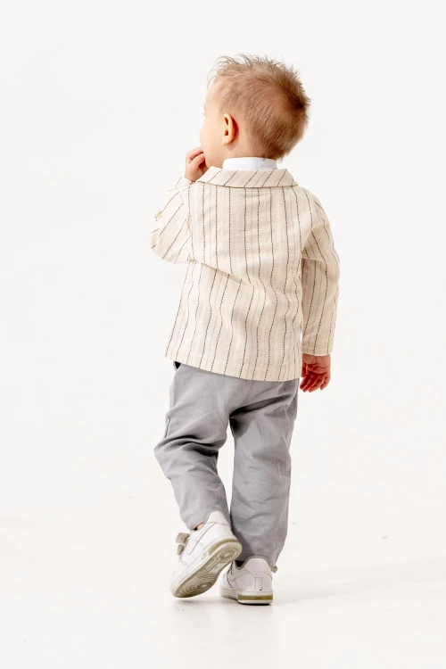 Çizgili Ceketli Müslin Takım 6601