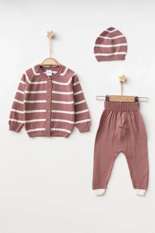 Çizgili Hırkalı Triko Takım 4037