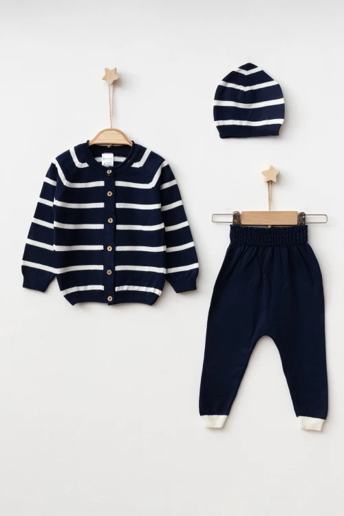 Çizgili Hırkalı Triko Takım 4038