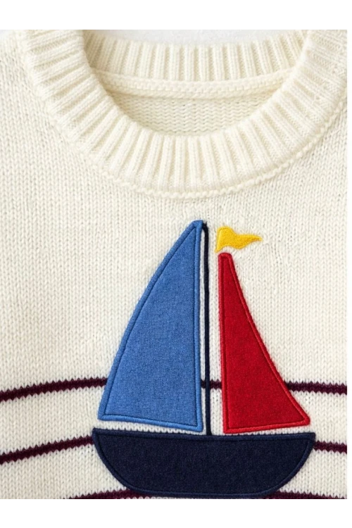 Çizgili Yelkenli Erkek Çocuk Kazak 4096