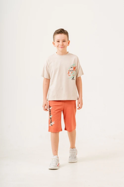 Classic Style Baskılı Kaprili Erkek Çocuk Takım 12257