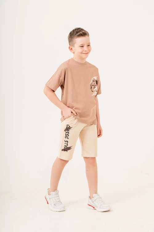 Classic Style Baskılı Kaprili Erkek Çocuk Takım 12257