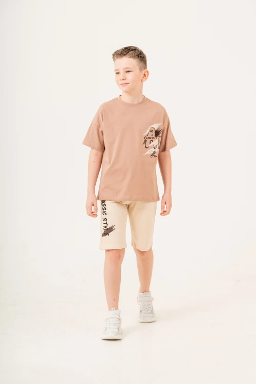 Classic Style Baskılı Kaprili Erkek Çocuk Takım 12257