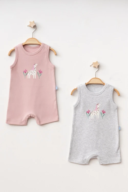 Cute Safari Baskılı 2li  Penye Tulum 1020