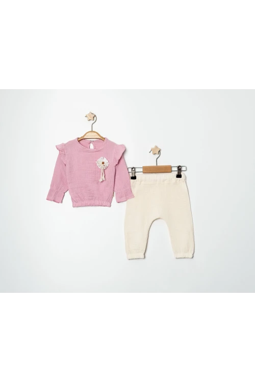 Dantel Broşlu Müslin Takım 3100