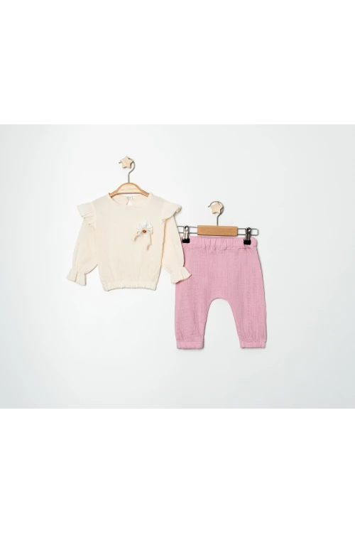 Dantel Broşlu Müslin Takım 3100