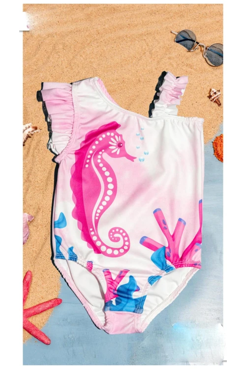 Deniz Atı Baskılı Kız Çocuk Mayo 8803