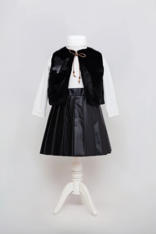 Deri Etekli Kız Çozuk Takım 6183