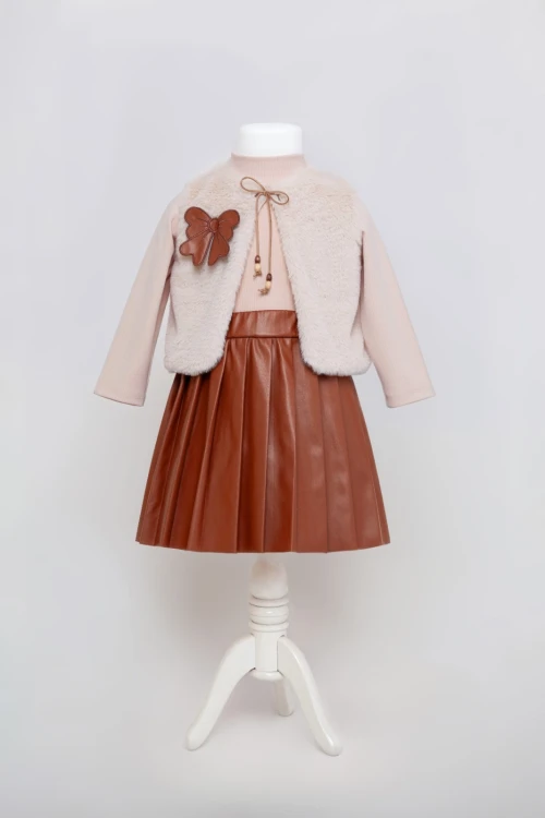 Deri Etekli Kız Çozuk Takım 6183