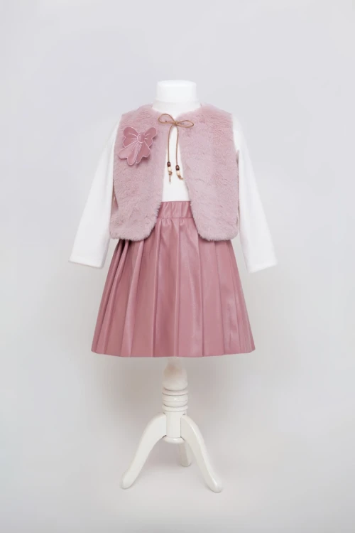 Deri Etekli Kız Çozuk Takım 6183