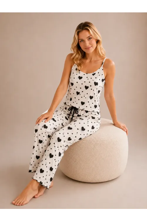 Desenli Askılı Kadın Pijama Takımı 2160