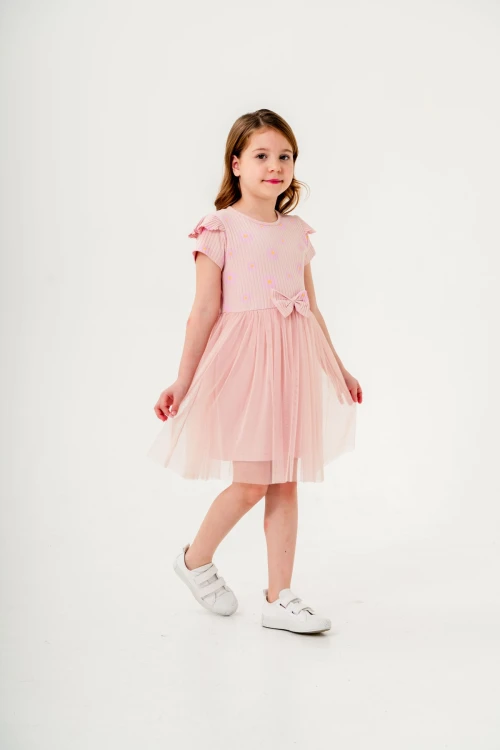 Desenli Fırfırlı Kız Çocuk Elbise 004