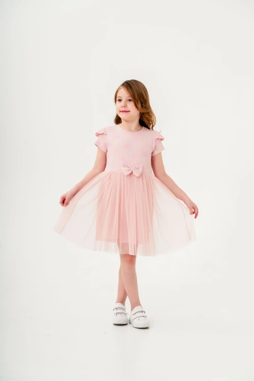 Desenli Fırfırlı Kız Çocuk Elbise 004