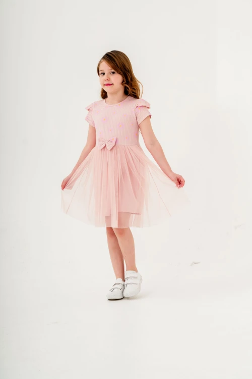 Desenli Fırfırlı Kız Çocuk Elbise 004