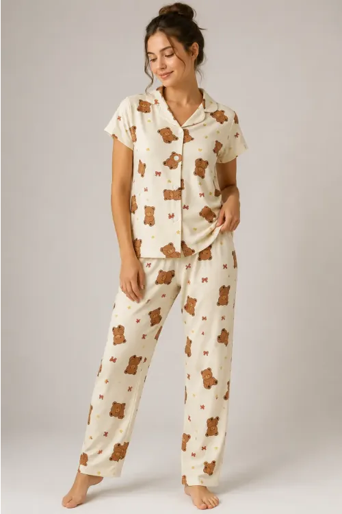 Desenli Kadın Pijama Takımı 9930