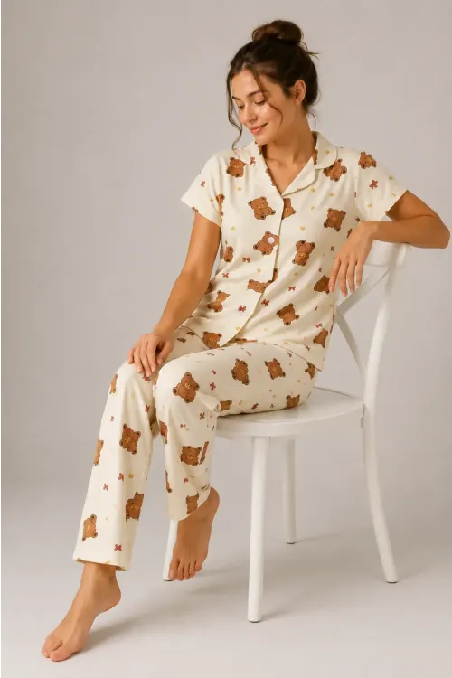 Desenli Kadın Pijama Takımı 9930