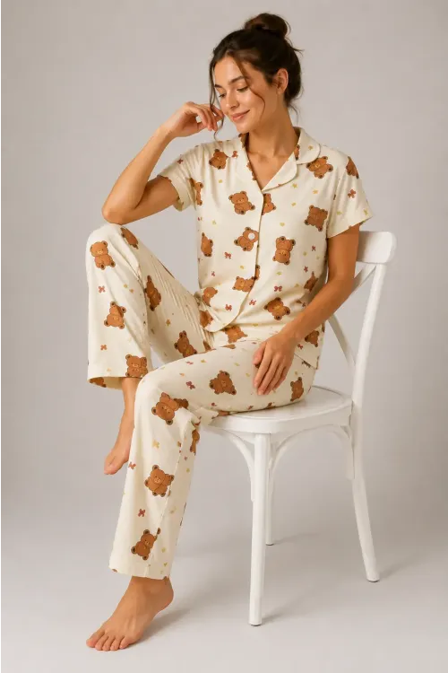 Desenli Kadın Pijama Takımı 9930