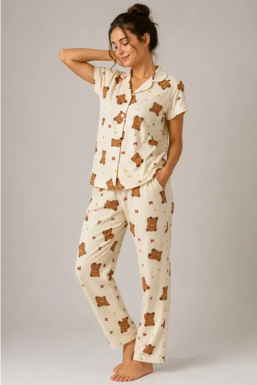 Desenli Kadın Pijama Takımı 9930