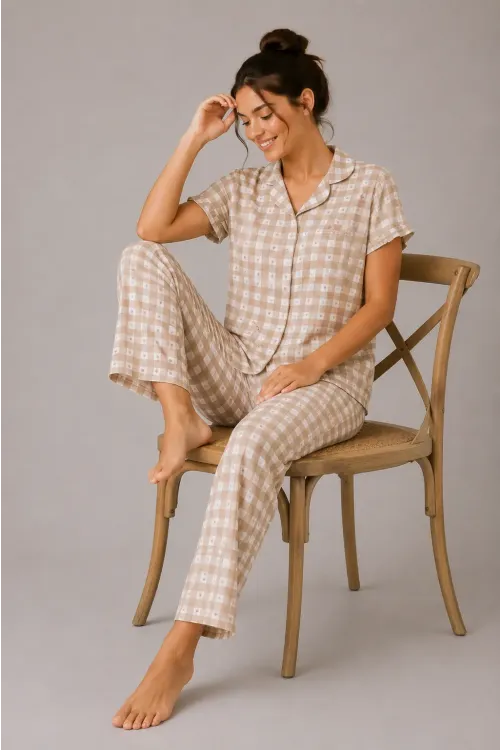 Desenli Kadın Pijama Takımı 9930