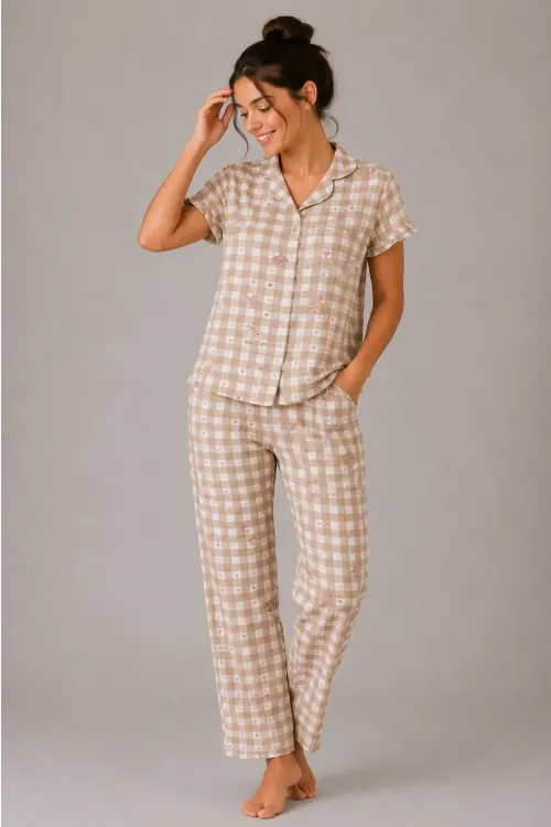 Desenli Kadın Pijama Takımı 9930