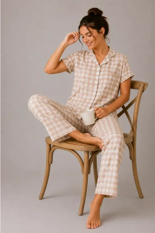 Desenli Kadın Pijama Takımı 9930