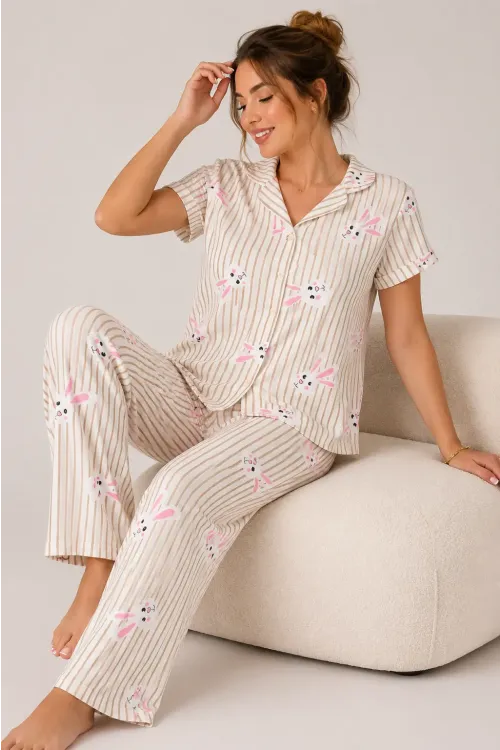 Desenli Kadın Pijama Takımı 9930