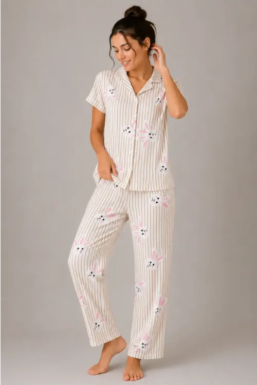 Desenli Kadın Pijama Takımı 9930