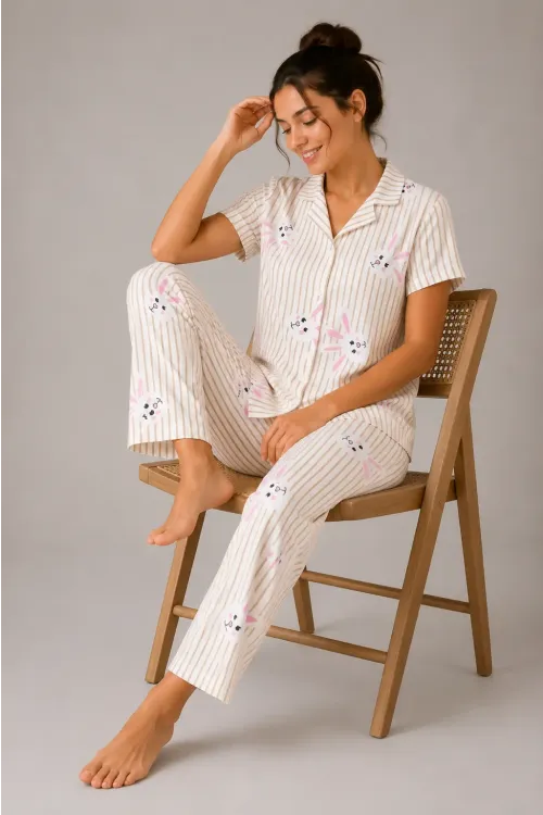 Desenli Kadın Pijama Takımı 9930