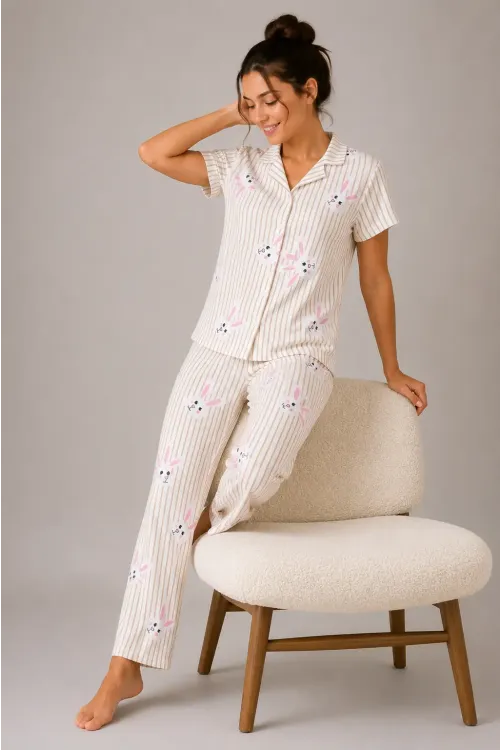 Desenli Kadın Pijama Takımı 9930