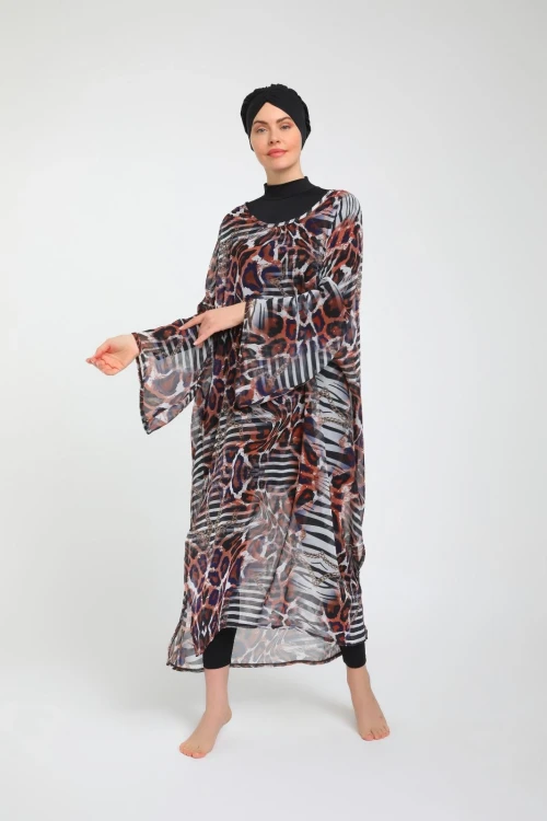 Desenli Kadın Tesettür Mayo Takım 3785