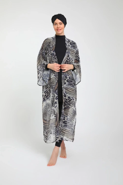 Desenli Kadın Tesettür Mayo Takım 3790