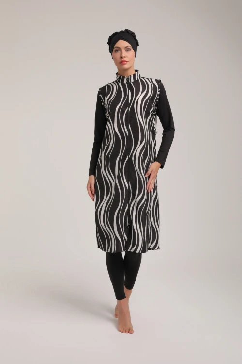 Desenli Kadın Tesettür Mayo Takım 5480