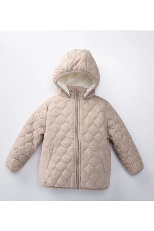 Desenli Kapşonlu Kız Çocuk Mont 50142