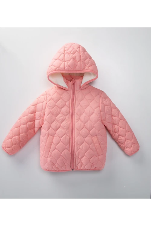 Desenli Kapşonlu Kız Çocuk Mont 50142