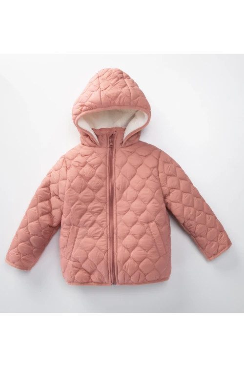 Desenli Kapşonlu Kız Çocuk Mont 50142