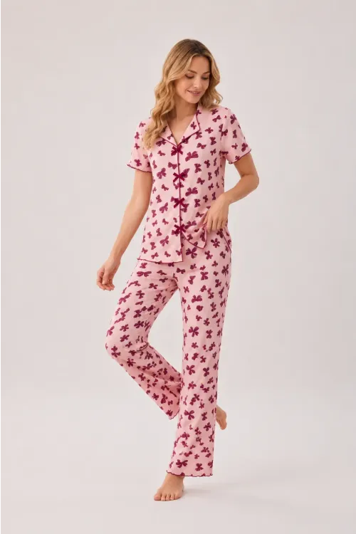 Desenli Kısa Kol Kadın Pijama Takımı 2200