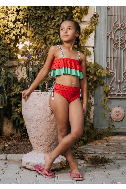 Desenli Kız Çocuk Bikini 5601