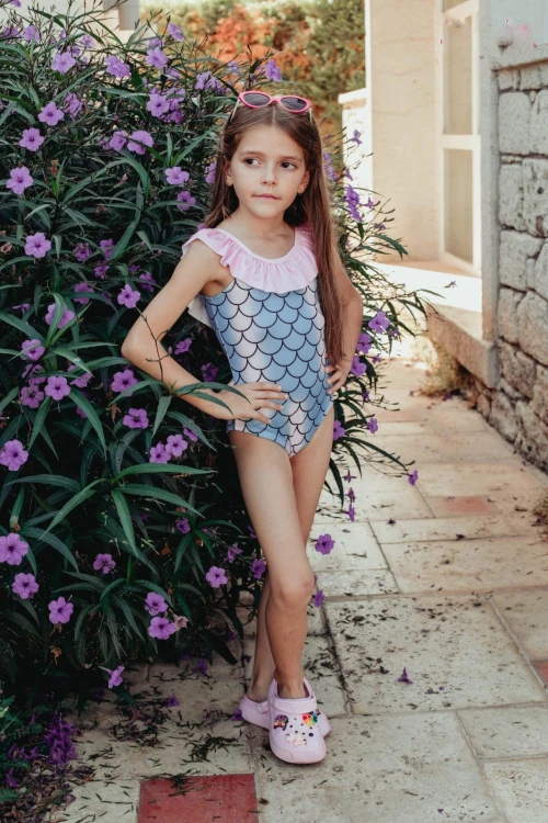 Desenli Kız Çocuk Mayo 2803