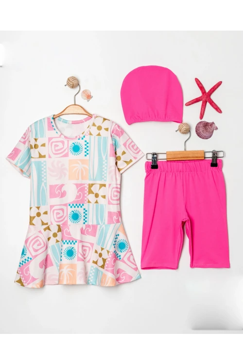 Desenli Kız Çocuk Mayo 3497