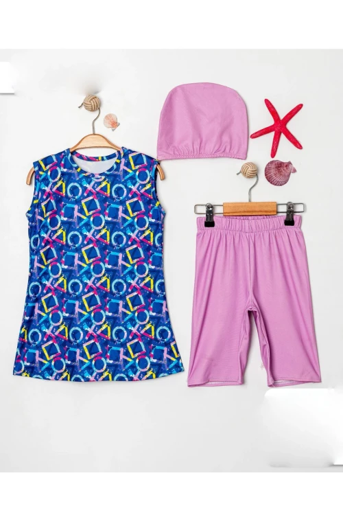 Desenli Kız Çocuk Mayo 3954