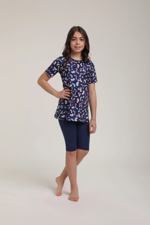 Desenli Kız Çocuk Mayo Takımı  5610