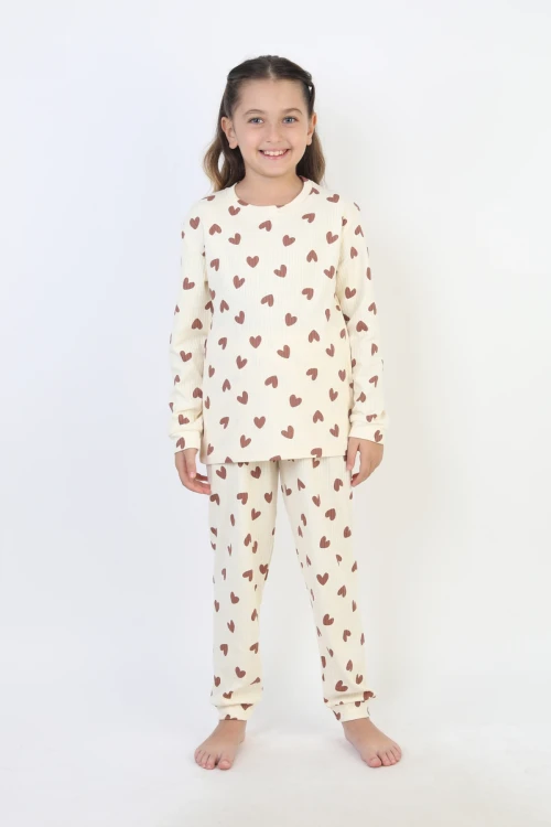 Desenli Kız Çocuk Pijama Takımı 51240