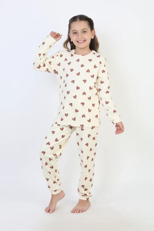 Desenli Kız Çocuk Pijama Takımı 51240