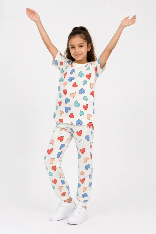 Desenli Kız Çocuk Pijama Takımı 91201