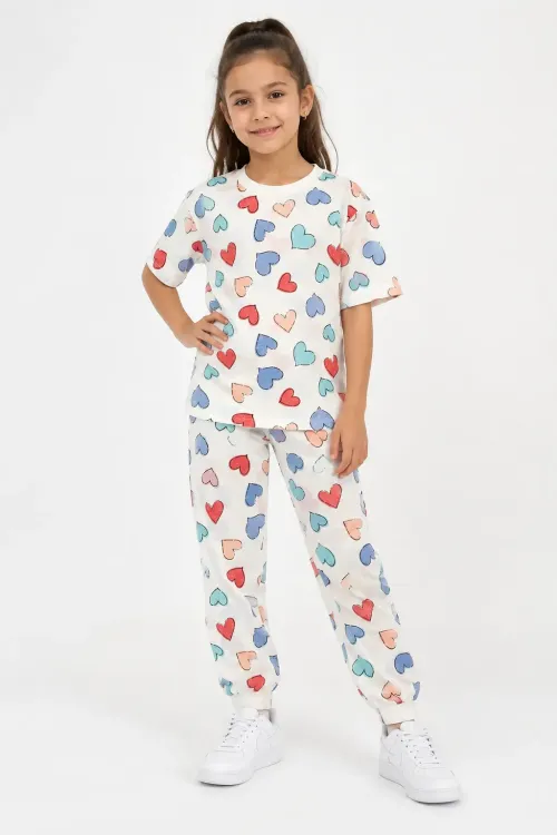 Desenli Kız Çocuk Pijama Takımı 91201